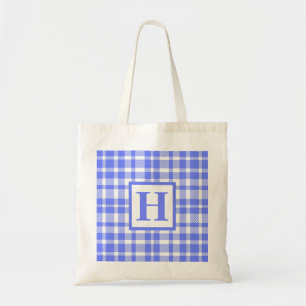 Blue Gingham Pattern Tote Bag