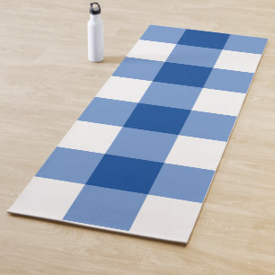 Blue gingham pattern yoga mat