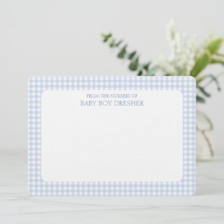 Blue Gingham Personalised  Card