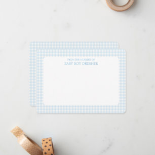 Blue Gingham Personalized Card