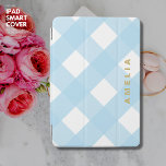 Blue Gingham Personalized iPad Cover with Name<br><div class="desc">Make it exclusively yours by personalising it with your name.</div>