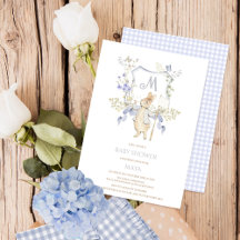 Blue Gingham Peter the Rabbit Baby Shower MUTED BL