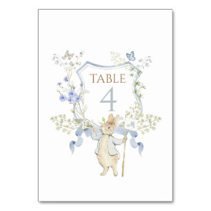 Blue Gingham Peter the Rabbit Baby Shower MUTED BL Table Number