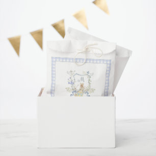 Blue Gingham Peter the Rabbit Monogram Baby Shower Favour Bag