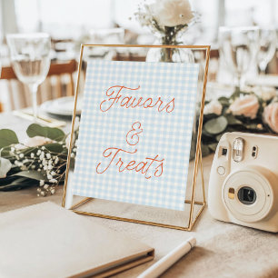 Blue Gingham Picnic Style Favours & Treats Poster