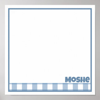 Blue gingham placemat poster