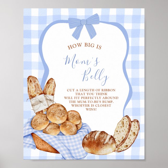 Blue Gingham Plaid Bun How Big Is Mum Belly Poster (Front)