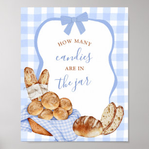 Blue Gingham Plaid Bun in the oven Game Sign