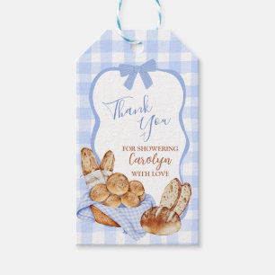 Blue Gingham Plaid Bun in the oven Gift Tag