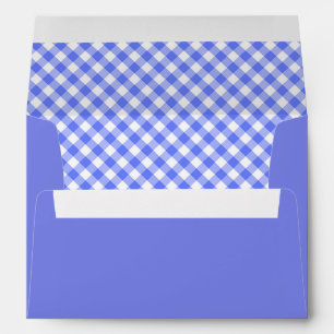 Blue Gingham Plaid Lined Envelope
