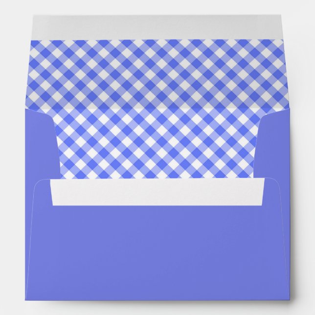 Blue Gingham Plaid Lined Envelope (Back (Bottom))