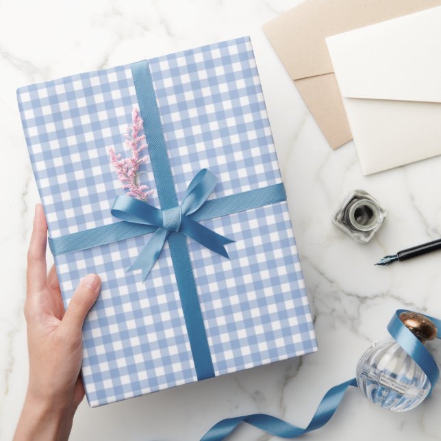 Blue Gingham Plaid Wrapping Paper (Gifting)