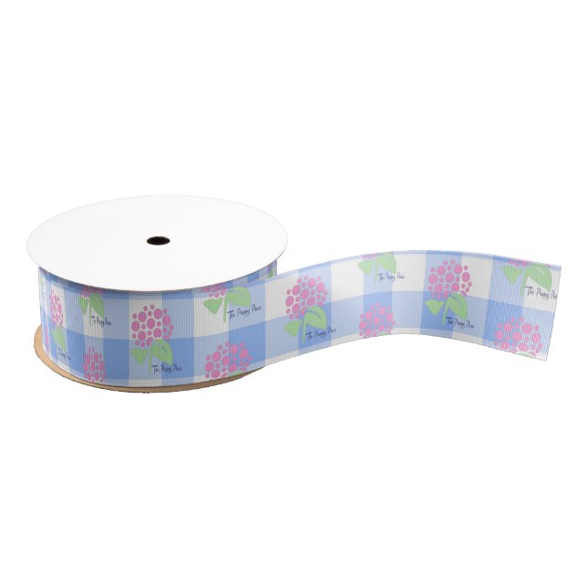 blue gingham preppy piece ribbon grosgrain ribbon (Spool)