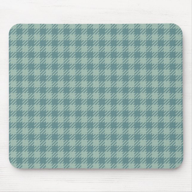 Blue Gingham Print Mouse Pad (Front)