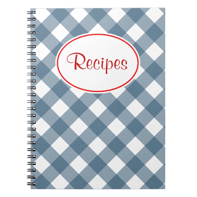 Blue Gingham Recipe Notebook (Front)