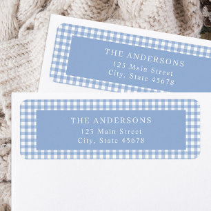 Blue Gingham Return Address Label