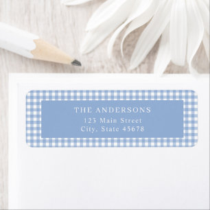 Blue Gingham Return Address Label