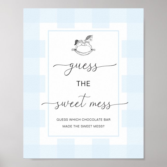 Blue Gingham Rocking Horse Guess The Sweet Mess Poster (Front)