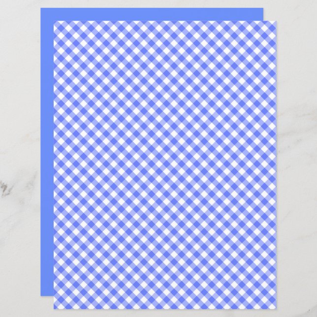 Blue Gingham Scrapbook Paper (Front/Back)