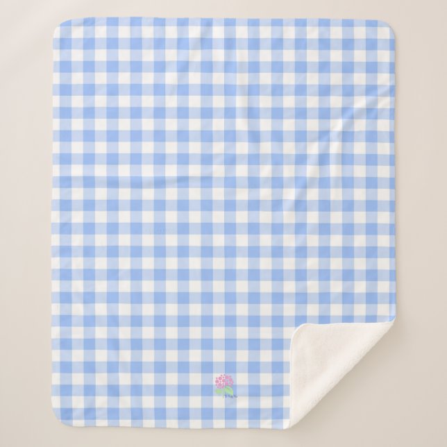 blue gingham sherpa blanket (Front)
