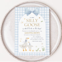 Blue Gingham Silly Goose Baby Shower