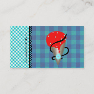 Blue Gingham Strawberry Ice Cream Business Card