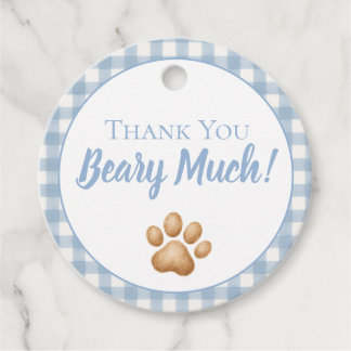 Blue Gingham Teddy Bear Favour Tags