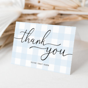 Blue Gingham Thank You Card