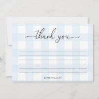 Blue Gingham Thank You Card