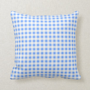 Blue Gingham Throw Pillow