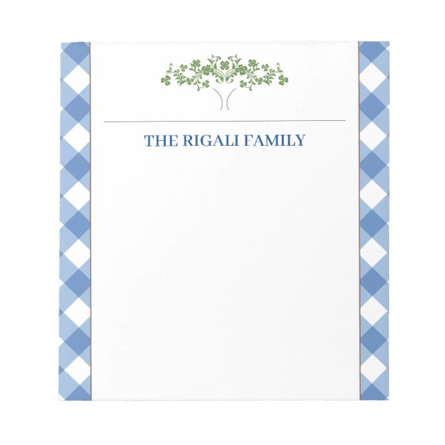 Blue Gingham Tree Classic  Notepad (Front)