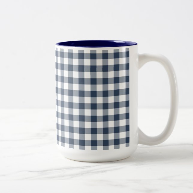 Blue Gingham Two-Tone Coffee Mug (Right)