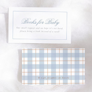 Blue Gingham Vintage Baby Shower Books For Baby Enclosure Card