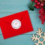 Blue Gingham Vintage Red Christmas Cars Classic Round Sticker<br><div class="desc">A festive watercolor design with red vintage cars carrying colourful Christmas gifts on a light blue and white gingham pattern. Personalise these cheerful stickers with your name(s) and add them to your Christmas mail and/or gifts.</div>