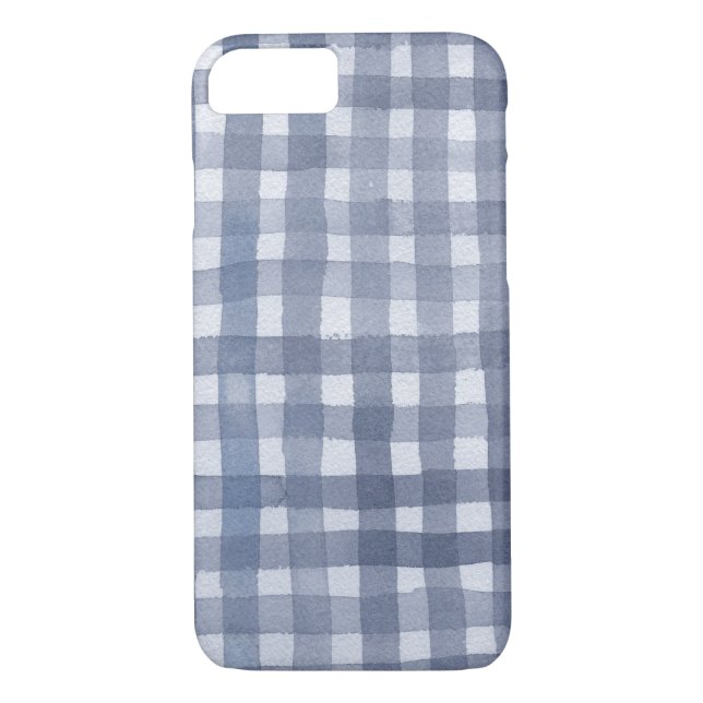 Blue Gingham watercolor Phone case (Back)
