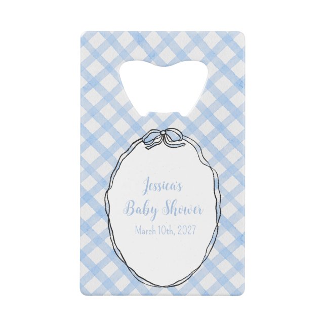 Blue Gingham with Bow Bottle Opener  (Front)
