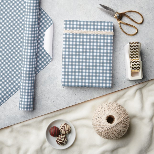 Blue gingham  wrapping paper (Crafts)