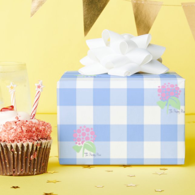 blue gingham wrapping paper (Birthday Party)