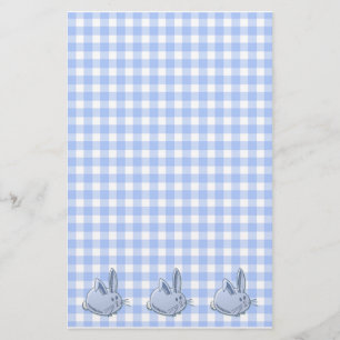 blue ginham and bunnies stationery