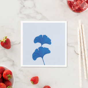 Blue Ginkgo Leaf Customisable Background Colours Napkin