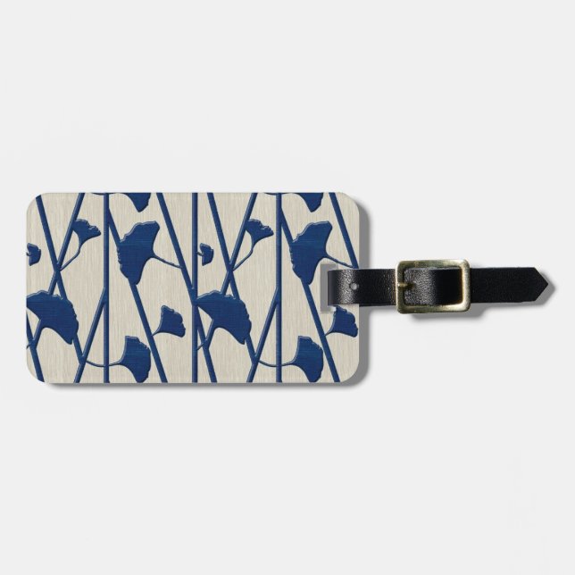 blue ginkgo luggage tag (Front Horizontal)