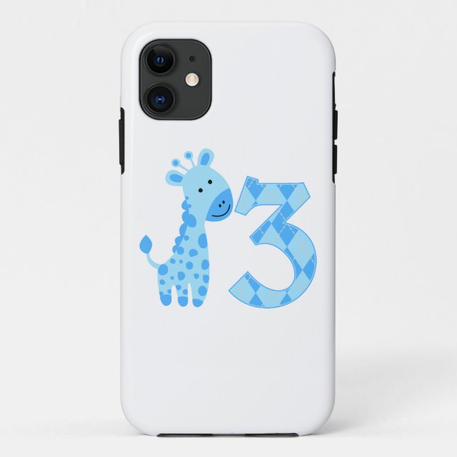 Blue Giraffe 3rd Birthday Case-Mate iPhone Case (Back)
