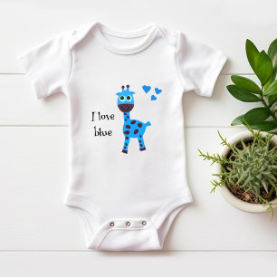 Blue giraffe baby bodysuit