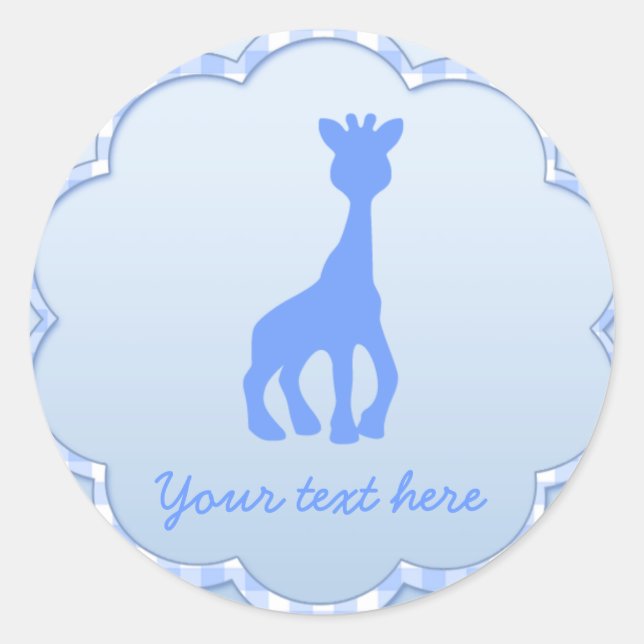 blue giraffe classic round sticker (Front)