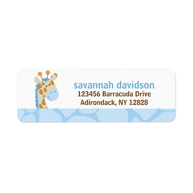Blue Giraffe Customised Address Labels (Front)