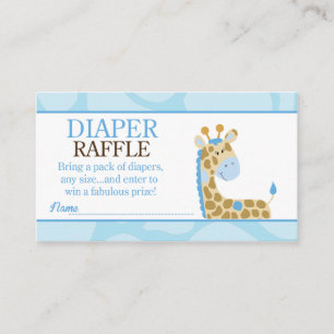 Blue Giraffe Jungle Baby Shower Diaper Raffle Enclosure Card