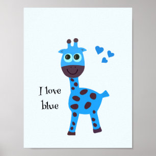 Blue giraffe poster