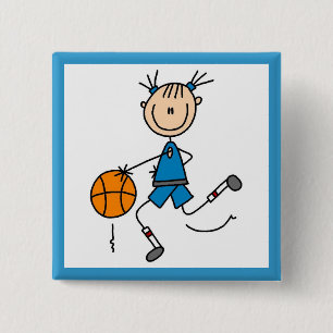 Blue Girl Basketball Player T shirts and Gifts 15 Cm Square Badge