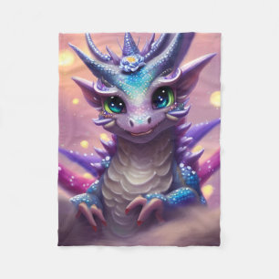 Blue Girl Dragon  Fleece Blanket