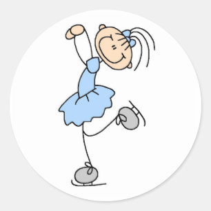 Blue Girl Figure Skater T-shirts and Gifts Classic Round Sticker